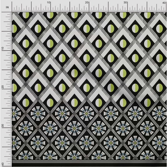 oneOone Cotton Poplin Twill Black Fabric Geometric Panel Sewing Material Print Fabric By The Yard 56 Inch Wide