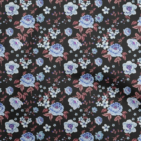 oneOone Cotton Poplin Twill Black Fabric Watercolor Floral Diy Clothing Quilting Fabric Print Fabric By Yard 56 Inch Wide-aA