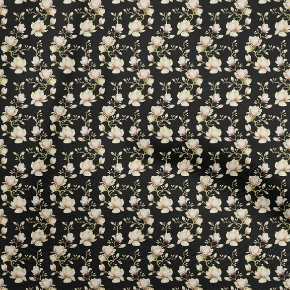 oneOone Cotton Poplin Twill Black Fabric Watercolor Floral Quilting Supplies Print Sewing Fabric By The Yard 56 Inch Wide-aC