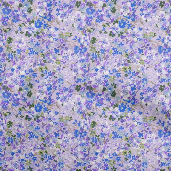 oneOone Cotton Poplin Twill Blue Fabric Floral Craft Projects Decor Fabric Printed By The Yard 56 Inch Wide