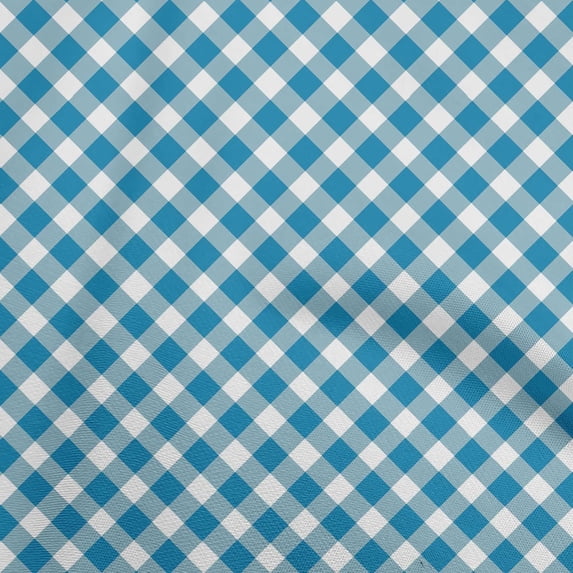 oneOone Cotton Poplin Twill Blue Fabric Gingham Check Fabric For Sewing Printed Craft Fabric By The Yard 56 Inch Wide