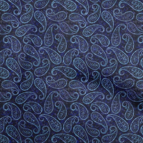 oneOone Cotton Poplin Twill Blue Fabric Paisleys Sewing Craft Projects Fabric Prints By Yard 56 Inch Wide