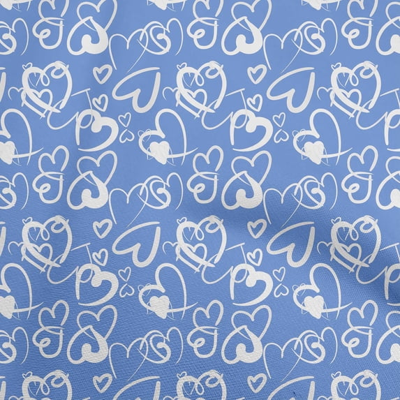 oneOone Cotton Poplin Twill Blue Fabric Valentine Heart Dress Material Fabric Print Fabric By The Yard 56 Inch Wide