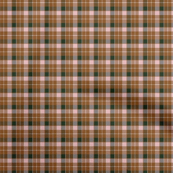 oneOone Cotton Poplin Twill Brown Fabric Check Dress Material Fabric Print Fabric By The Yard 56 Inch Wide