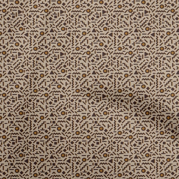 oneOone Cotton Poplin Twill Brown Fabric Geometric Craft Projects Decor Fabric Printed By The Yard 56 Inch Wide