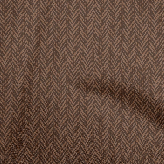 oneOone Cotton Poplin Twill Brown Fabric Herringbone Pattern Sewing Material Print Fabric By The Yard 56 Inch Wide