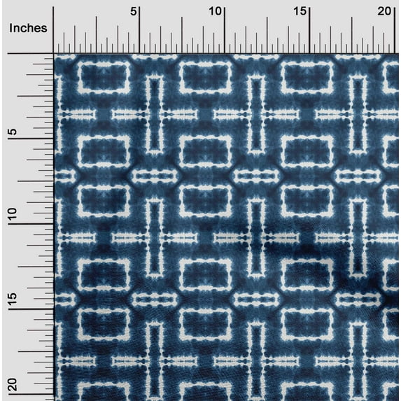oneOone Cotton Poplin Twill Dark Navy Blue Fabric Geometric Shibori Sewing Material Print Fabric By The Yard 56 Inch Wide