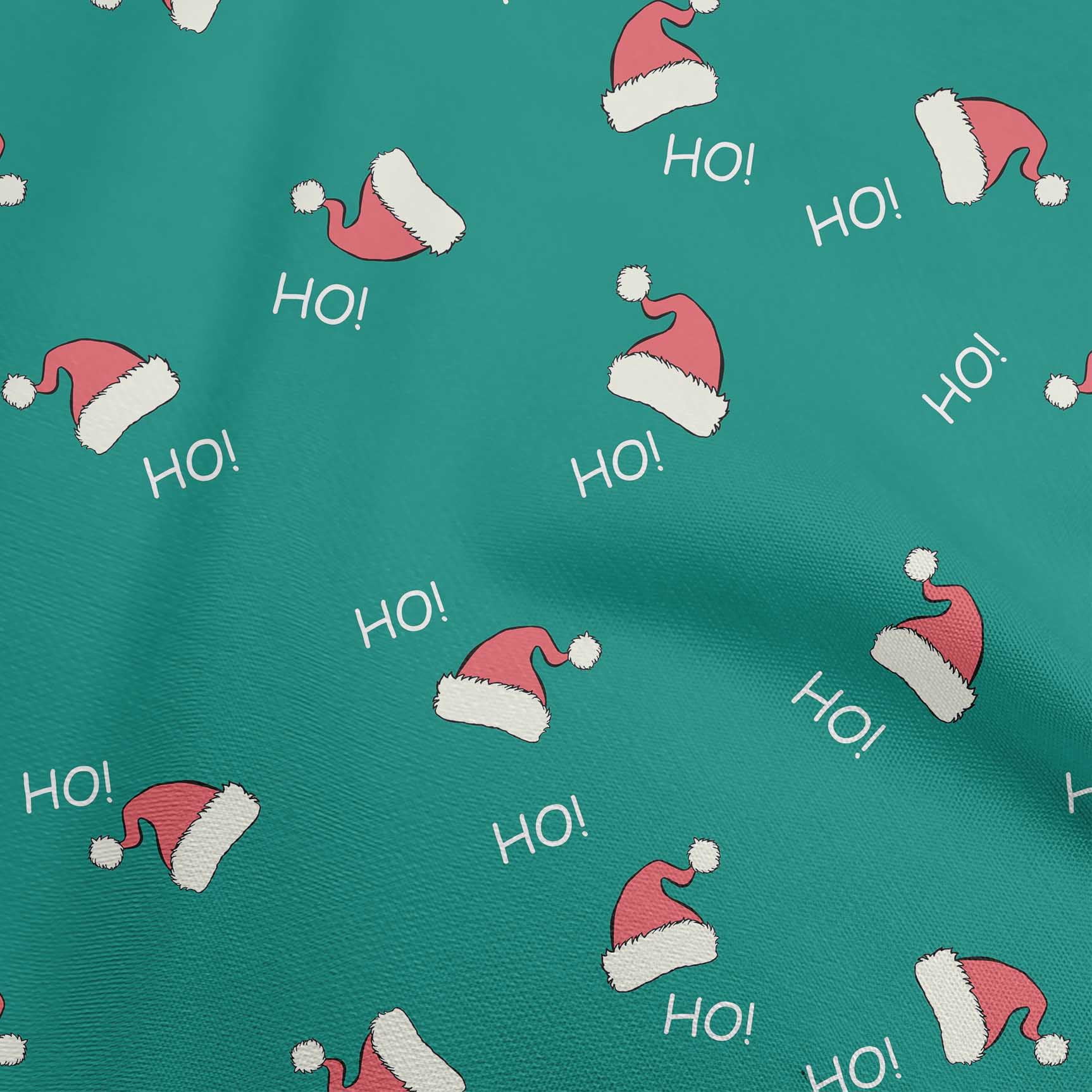 oneOone Cotton Poplin Twill Dark Teal Green Fabric Christmas Hats Craft Projects Decor Fabric Printed By The Yard 56 Inch Wide