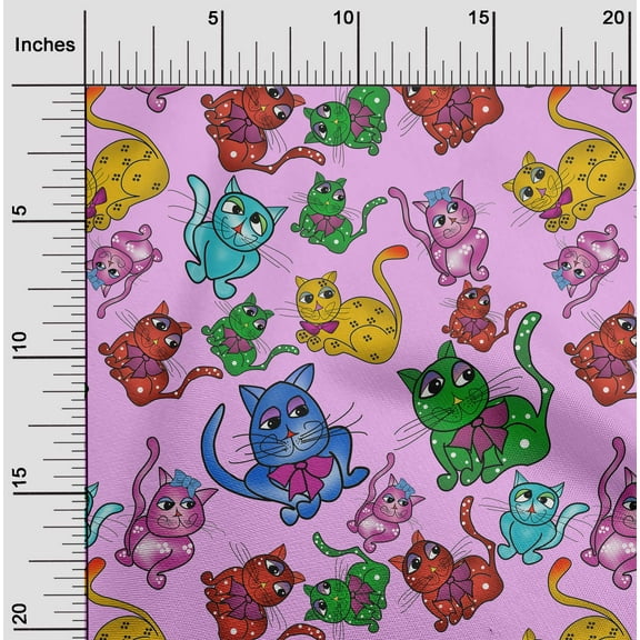 oneOone Cotton Poplin Twill Dusty Purple Fabric Kitten Cats Diy Clothing Quilting Fabric Print Fabric By Yard 56 Inch Wide-DYU