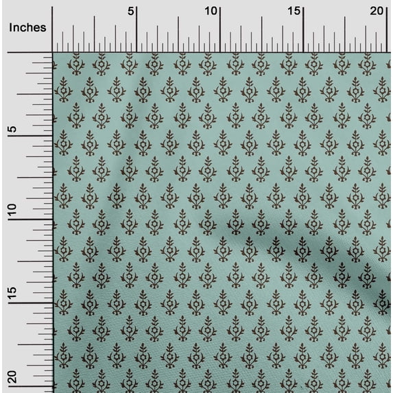 oneOone Cotton Poplin Twill Dusty Teal Green Fabric Floral Block Quilting Supplies Print Sewing Fabric By The Yard 56 Inch Wide