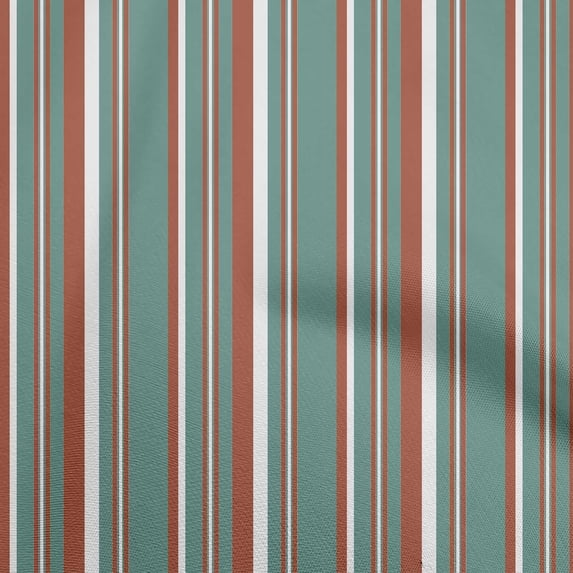 oneOone Cotton Poplin Twill Dusty Teal Green Fabric Stripes Dress Material Fabric Print Fabric By The Yard 56 Inch Wide-0U