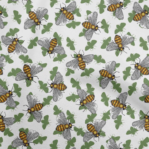 oneOone Cotton Poplin Twill Forest Green Fabric Honey Bees Quilting Supplies Print Sewing Fabric By The Yard 56 Inch Wide