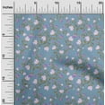 thumbnail image 1 of oneOone Cotton Poplin Twill Grayish Blue Fabric Flower & Leaves Watercolor Sewing Craft Projects Fabric Prints By Yard 56 Inch Wide, 1 of 4