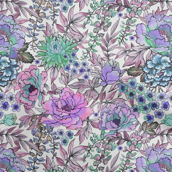 oneOone Cotton Poplin Twill Green Fabric Florals Quilting Supplies Print Sewing Fabric By The Yard 56 Inch Wide