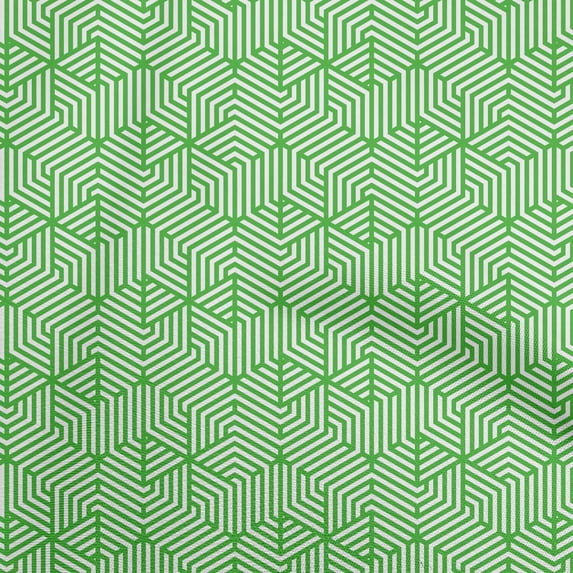 oneOone Cotton Poplin Twill Green Fabric Geometric Fabric For Sewing Printed Craft Fabric By The Yard 56 Inch Wide