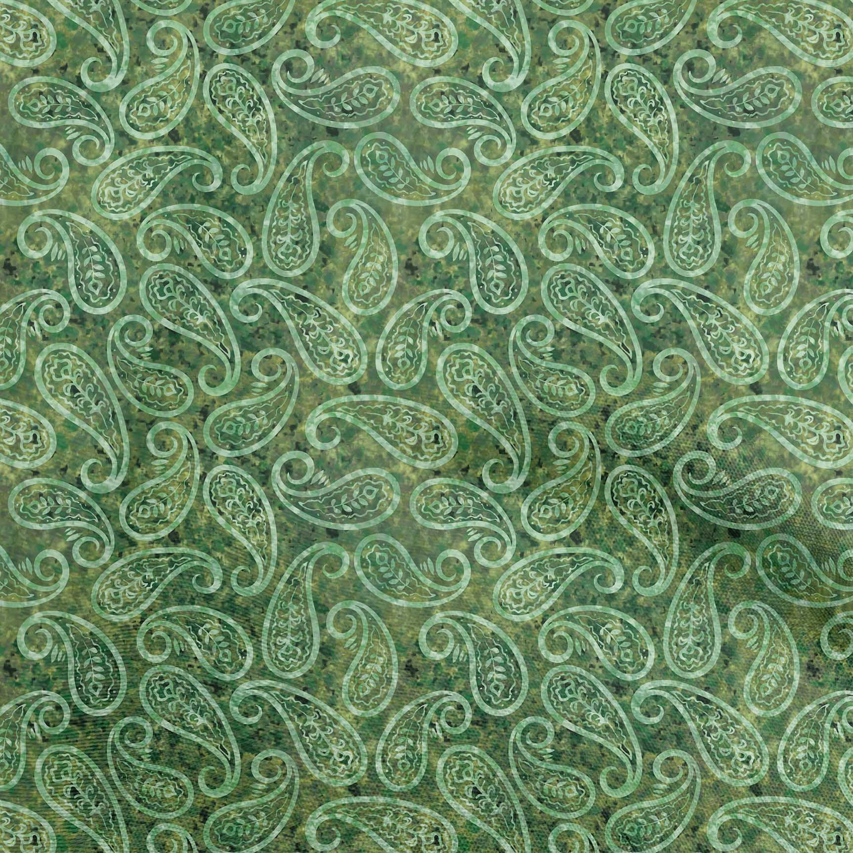 oneOone Cotton Poplin Twill Green Fabric Paisleys Diy Clothing Quilting Fabric Print Fabric By Yard 56 Inch Wide