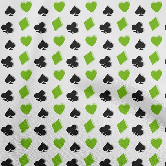 oneOone Cotton Poplin Twill Green Fabric Poker Card Diy Clothing Quilting Fabric Print Fabric By Yard 56 Inch Wide
