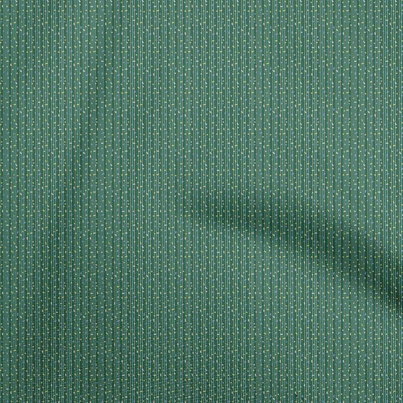 oneOone Cotton Poplin Twill Green Fabric Vertical Stripes With Geometrical Dress Material Fabric Print Fabric By The Yard 56 Inch Wide