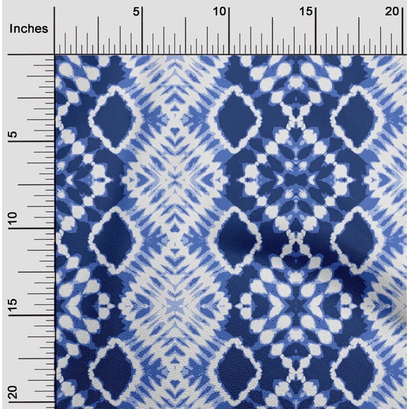 oneOone Cotton Poplin Twill Indigo Blue Fabric Geometric Shibori Diy Clothing Quilting Fabric Print Fabric By Yard 56 Inch Wide