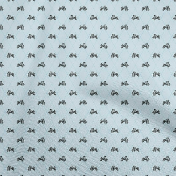 oneOone Cotton Poplin Twill Light Blue Fabric Tractor Sewing Fabric By The Yard Printed Diy Clothing Sewing Supplies 56 Inch Wide