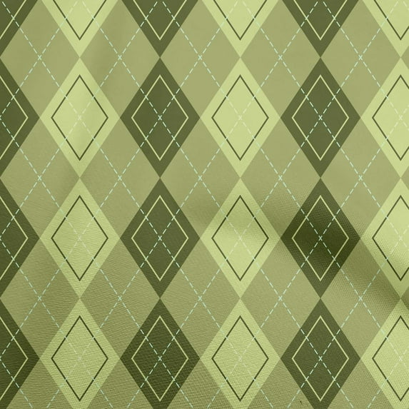 oneOone Cotton Poplin Twill Light Green Fabric Argyle Sewing Craft Projects Fabric Prints By Yard 56 Inch Wide
