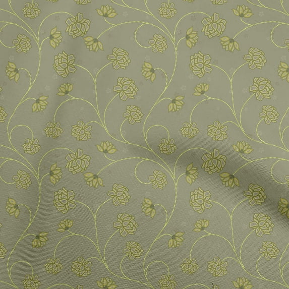 oneOone Cotton Poplin Twill Light Green Fabric Floral Sewing Fabric By The Yard Printed Diy Clothing Sewing Supplies 56 Inch Wide