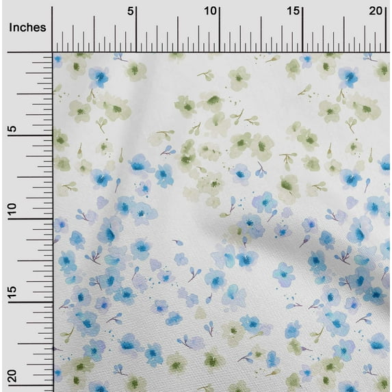 oneOone Cotton Poplin Twill Light Lavender Blue Fabric Flower Watercolor Fabric For Sewing Printed Craft Fabric By The Yard 56 Inches Wide