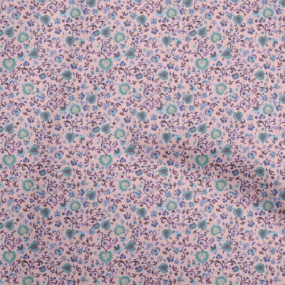 oneOone Cotton Poplin Twill Light Pink Fabric Asian Suzani Sewing Craft Projects Fabric Prints By Yard 56 Inch Wide