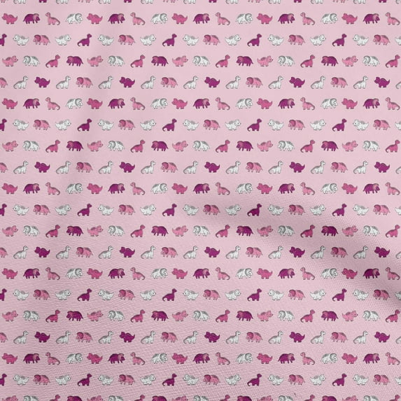 oneOone Cotton Poplin Twill Light Pink Fabric Colorful Dinosaur Cartoon Fabric For Sewing Printed Craft Fabric By The Yard 56 Inch Wide