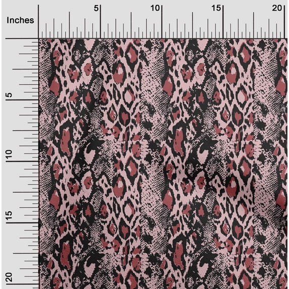 oneOone Cotton Poplin Twill Light Pink Salmon Fabric Leopard & Snake Animal Skin Fabric For Sewing Printed Craft Fabric By The Yard 56 Inch Wide