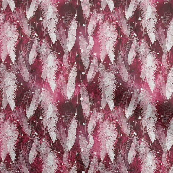 oneOone Cotton Poplin Twill Maroon Fabric Feather Sewing Fabric By The Yard Printed Diy Clothing Sewing Supplies 56 Inch Wide-KK
