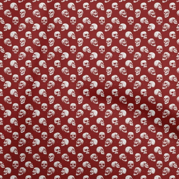 oneOone Cotton Poplin Twill Maroon Fabric Skull Diy Clothing Quilting Fabric Print Fabric By Yard 56 Inch Wide