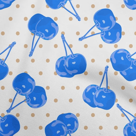 oneOone Cotton Poplin Twill Medium Blue Fabric Cherry Fabric For Sewing Printed Craft Fabric By The Yard 56 Inch Wide