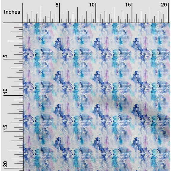 oneOone Cotton Poplin Twill Medium Blue Fabric Liquid Drip Abstract Fabric For Sewing Printed Craft Fabric By The Yard 56 Inch Wide