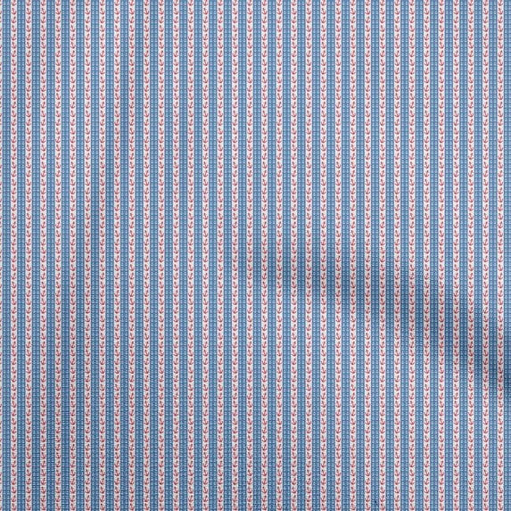 oneOone Cotton Poplin Twill Medium Blue Fabric Nautical Sewing Material Print Fabric By The Yard 56 Inch Wide