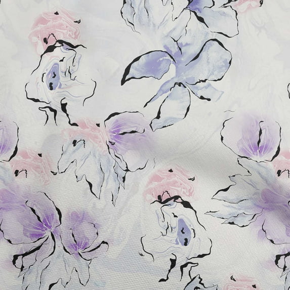 oneOone Cotton Poplin Twill Medium Purple Fabric Floral & Sewing Material Print Fabric By The Yard 56 Inch Wide