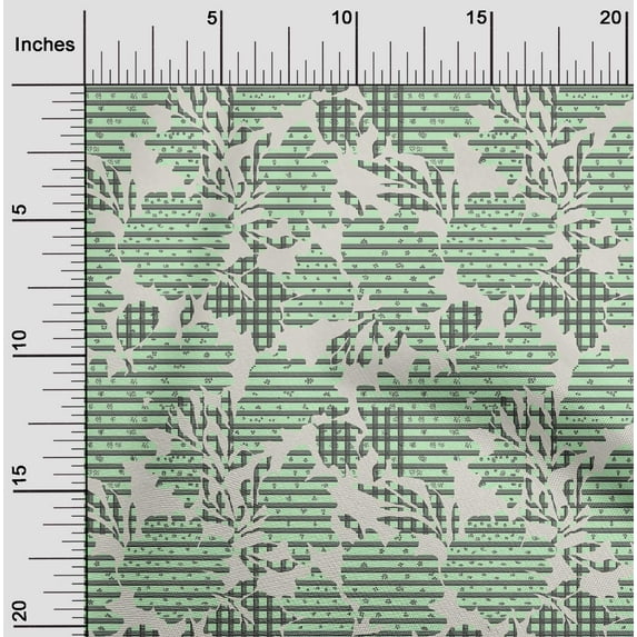 oneOone Cotton Poplin Twill Mint Fabric Stripe & Floral Artistic Fabric For Sewing Printed Craft Fabric By The Yard 56 Inch Wide