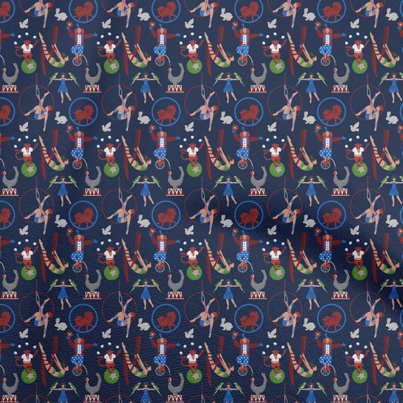 oneOone Cotton Poplin Twill Navy Blue Fabric Circus Sewing Craft Projects Fabric Prints By Yard 56 Inch Wide
