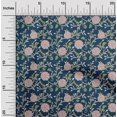 thumbnail image 1 of oneOone Cotton Poplin Twill Navy Blue Fabric Leaves & Flower Floral Craft Projects Decor Fabric Printed By The Yard 56 Inch Wide, 1 of 4