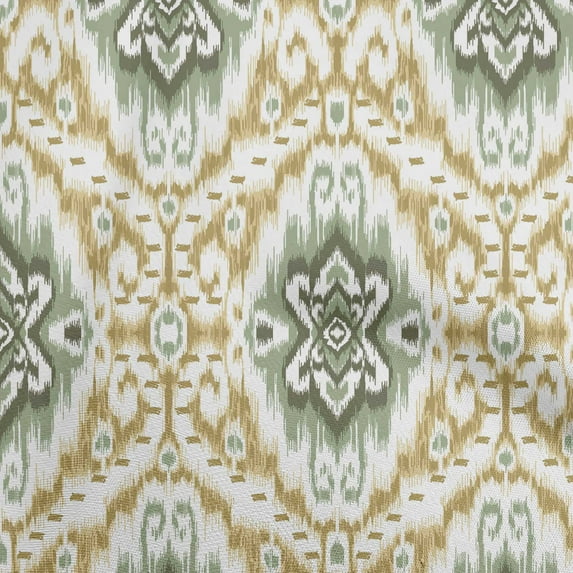oneOone Cotton Poplin Twill Olive Green Fabric Asian Ikat Craft Projects Decor Fabric Printed By The Yard 56 Inch Wide