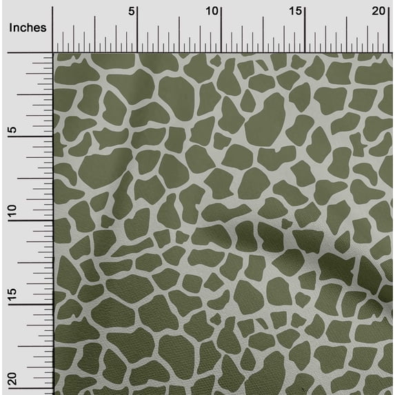 oneOone Cotton Poplin Twill Olive Green Fabric Giraffe Animal Skin Fabric For Sewing Printed Craft Fabric By The Yard 56 Inch Wide