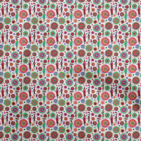 oneOone Cotton Poplin Twill Orange Fabric African Quilting Supplies Print Sewing Fabric By The Yard 56 Inch Wide