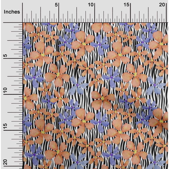 oneOone Cotton Poplin Twill Orange Fabric Flower Watercolor Quilting Supplies Print Sewing Fabric By The Yard 56 Inch Wide