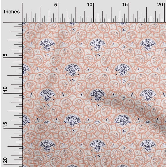 oneOone Cotton Poplin Twill Peach Fabric Floral Mandala Diy Clothing Quilting Fabric Print Fabric By Yard 56 Inch Wide
