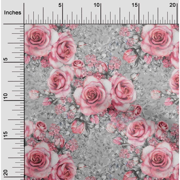 oneOone Cotton Poplin Twill Peach Fabric Leaves & Rose Floral Diy Clothing Quilting Fabric Print Fabric By Yard 56 Inch Wide
