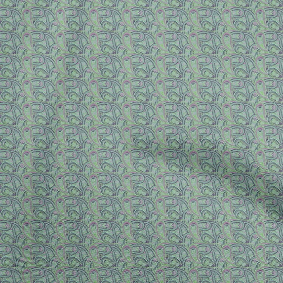 oneOone Cotton Poplin Twill Pear Green Fabric Asian Paisley Sewing Material Print Fabric By The Yard 56 Inch Wide