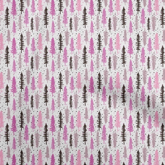 oneOone Cotton Poplin Twill Pink Fabric Asian Forest Tree Quilting Supplies Print Sewing Fabric By The Yard 56 Inch Wide