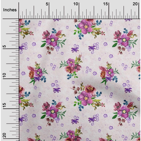 oneOone Cotton Poplin Twill Pink Fabric Leaves & Watercolor Flower Floral Sewing Fabric By The Yard Printed Diy Clothing Sewing Supplies 56 Inch Wide