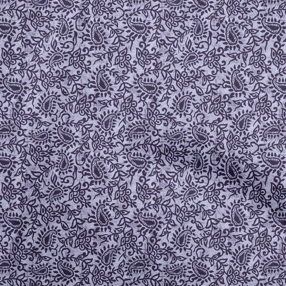 oneOone Cotton Poplin Twill Purple Fabric Asian Batik Paisley Dress Material Fabric Print Fabric By The Yard 56 Inch Wide