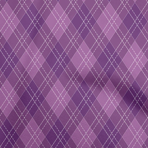 oneOone Cotton Poplin Twill Purple Fabric Check Dress Material Fabric Print Fabric By The Yard 56 Inch Wide